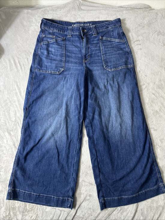 American Eagle Outfitters Denim - American Eagle Jeans Womens 14 Super High Rise Ultra Wide Leg Patch Pocket